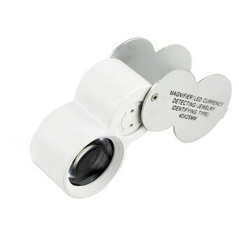 Ювелірна лупа Magnifier 9888 з LED підсвічуванням та ультрафіолетом 40Х збільшення діаметр 25 мм фото №1
