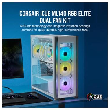 Кулер до корпусу Corsair ML140 RGB Elite Premium Dual Pack (CO-9050119-WW) фото №9
