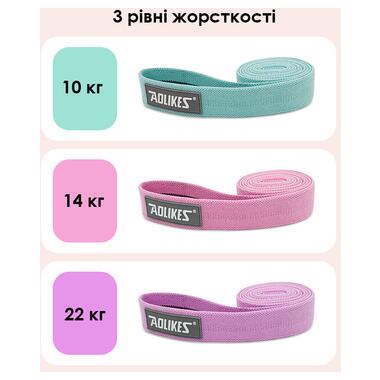 Набір гумок для фітнесу AOLIKES RB-3609 3шт Green+Pink+Violet фото №4
