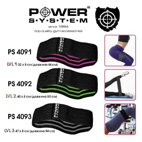 Еспандер для пілатесів Power System PS-4091 Booty Band LVL 1 Black/Pink (VZ554091PI-0) фото №4
