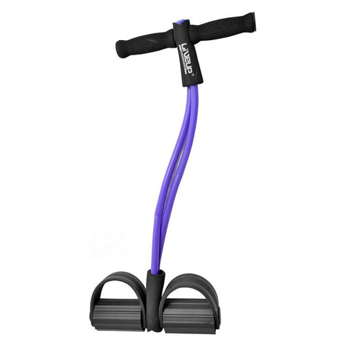 Еспандер із упорами для ніг LiveUp soft pull 62 см фіолетовий фото №1