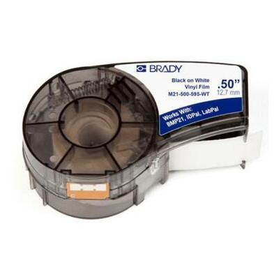 Стрічка для принтера етикеток Brady M21-500-595-WT vinyl 12.7mm/6.4m. Black on White (M21-500-595-WT фото №1