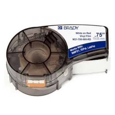 Стрічка для принтера етикеток Brady M21-750-595-RD vinyl 9.53mm/6.4m. White on Red (M21-750-595-RD) фото №1