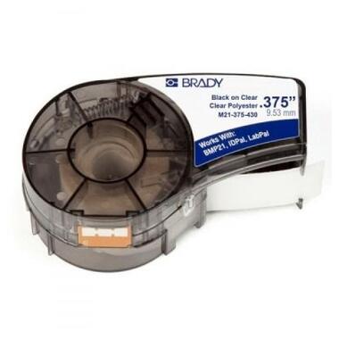 Лента для принтера этикеток Brady полиэстр 9.53mm/6.4m. Черный на Прозрачном (M21-375-430) фото №1