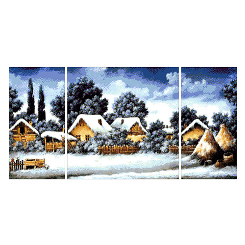 Набір для вишивання бісером Олександра Токарєва Зимушка в селі (триптих) (35-5550-НЗТ) фото №1