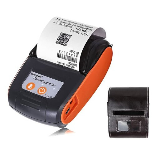 Мобільний термопринтер чеків Goojprt PT-120 для смартфона чохол помаранчевий фото №1