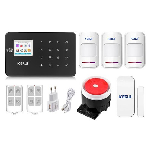 Комплект сигнализации Kerui Wi-Fi security W18 для 2-комнатной квартиры black фото №1
