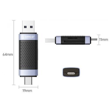 Зчитувач флеш-карт Orico TF+SD Dual Port USB2.0 (CA913763) фото №2